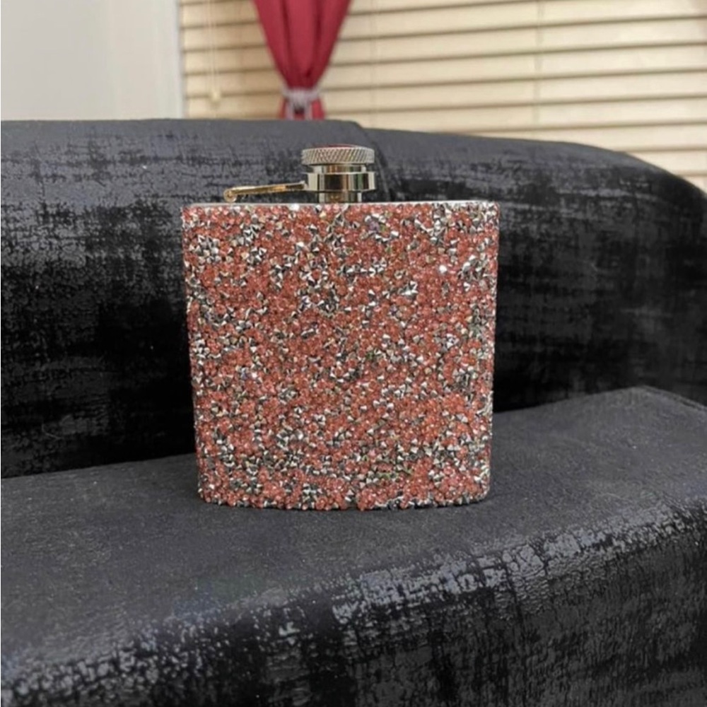 Rhinestone Flask with Funnel - Pink